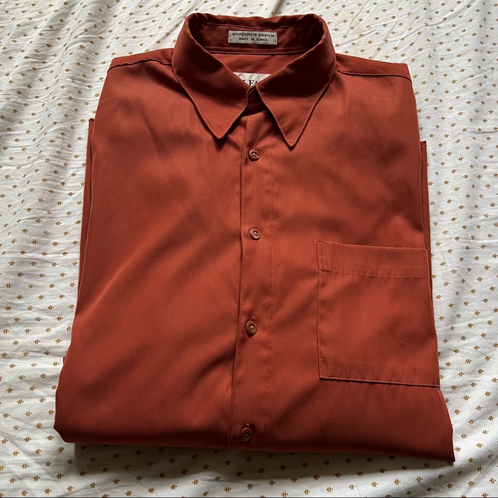 Burnt Orange Lined Brushed Alfani Button Down Fall Autumn